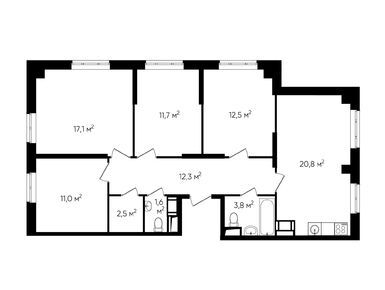 Планировки четырехкомнатные в ЖК «Квартал Некрасовка»