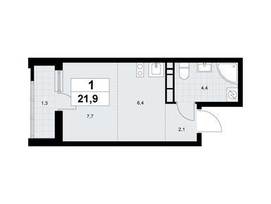 Студия 21.90 кв.м, Жилой район «Родные кварталы», 9 448 317 руб.