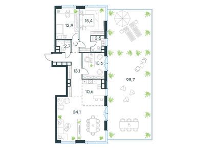 4-комнатная 104.60 кв.м, Левел Причальный, 95 479 392 руб.
