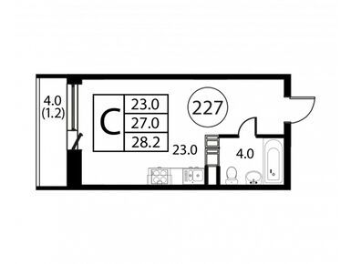 1-комнатная 28.20 кв.м, ЖК «Космос» (Домодедово), 3 949 000 руб.