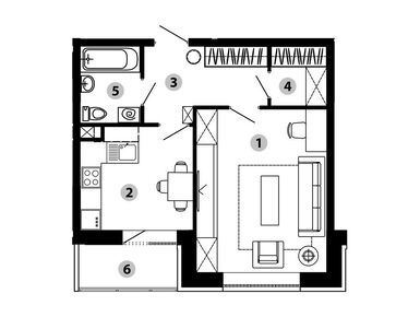 1-комнатная 41.60 кв.м, ЖК «Малиново», 6 032 000 руб.