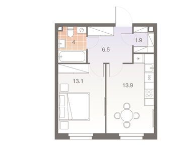 1-комнатная 39.70 кв.м, ЖК Twelve (Твелв), 21 445 940 руб.