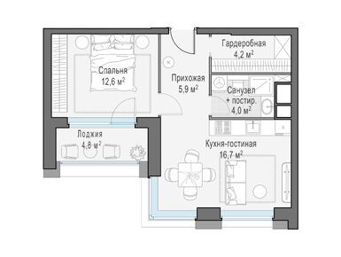 Планировки однокомнатные в Квартал Foriver (Форивер)