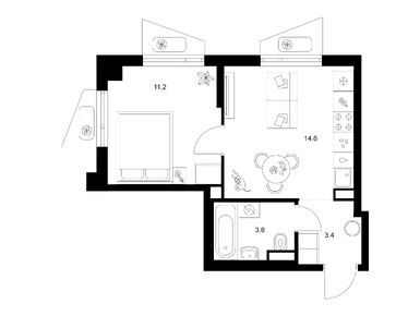 1-комнатная 33.00 кв.м, Онежский вал, 17 011 500 руб.