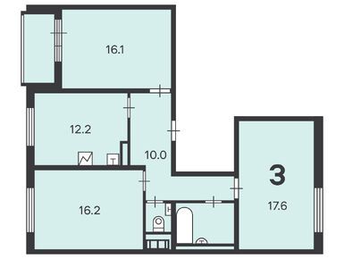 Планировки трехкомнатные в Жилой дом «Кварцевая ул., д. 2-5»
