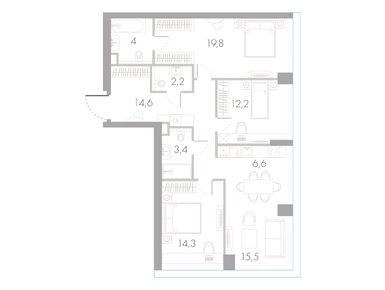 Планировки трехкомнатные в ЖК «River Park Кутузовский»