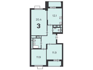 3-комнатная 72.40 кв.м, Жилой дом «Краснодонская ул., д. 50», 18 657 480 руб.