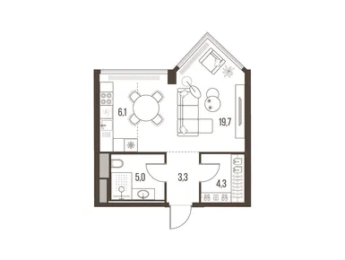 1-комнатная 38.40 кв.м, ЖК HIGH LIFE (Хай Лайф), 39 043 968 руб.