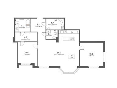 Планировки однокомнатные в ЖК «Хамовники 12»