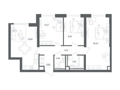 Планировки трехкомнатные в ЖК ULTIMAcity (Ультимасити)