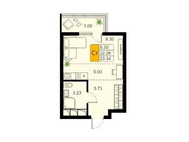 Планировки студии в ЖК «Химки Тайм»