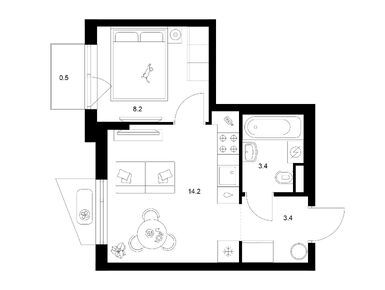 Планировки однокомнатные в Онежский вал