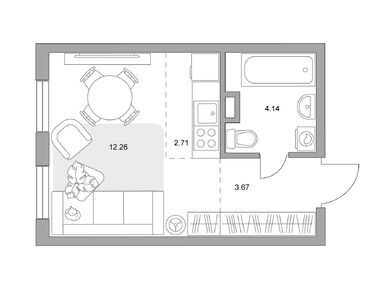 Студия 22.78 кв.м, ЖК «Аникеевский», 4 434 480 руб.