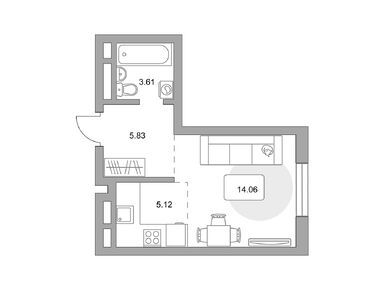 Студия 28.62 кв.м, ЖК «Живописный», 6 137 334 руб.