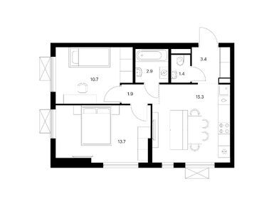 Планировки двухкомнатные в Яуза парк