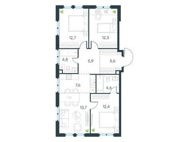 Планировки четырехкомнатные в Level Нижегородская