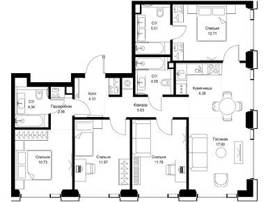 Планировки четырехкомнатные в ЖК SET (СЕТ)
