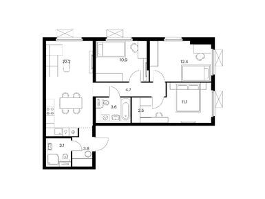 Планировки трехкомнатные в Ярославский