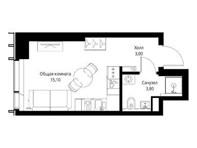 Студия 21.90 кв.м, ЖК Veer (Веер), 14 426 625 руб.