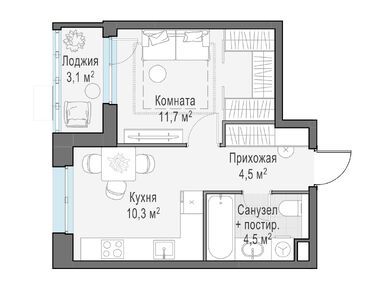 Планировки однокомнатные в ЖК «Новое Пушкино»