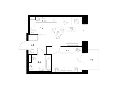 1-комнатная 33.10 кв.м, Онежский вал, 17 761 460 руб.