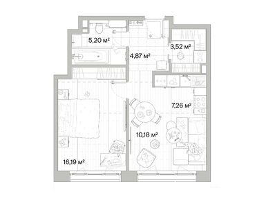 1-комнатная 47.22 кв.м, ЖК «Мыс», 14 721 307 руб.