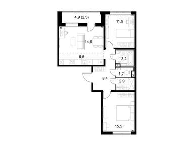 Планировки трехкомнатные в ЖК «1-й Химкинский» (Первый Химкинский)