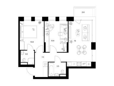 Планировки двухкомнатные в Строгино 360