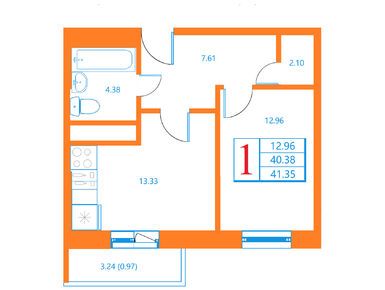 1-комнатная 41.35 кв.м, ЖК «Лесной квартал» (Дмитров), 5 350 000 руб.