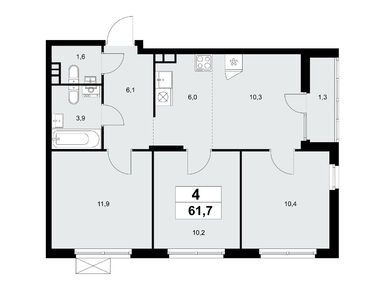 Планировки четырехкомнатные в ЖК «Деснаречье»