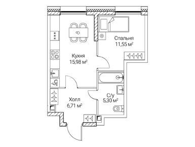 1-комнатная 39.54 кв.м, ЖК «Сезар Сити», 29 061 900 руб.
