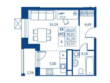 Планировки студии в ЖК «Поколение Первых»