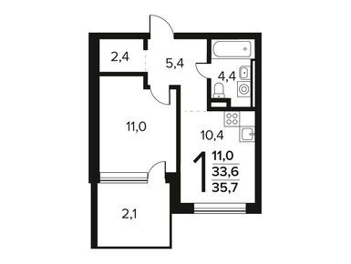 Планировки однокомнатные в Район «Новые Ватутинки»