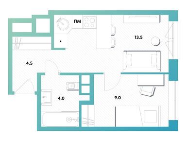 Планировки однокомнатные в ЖК balance (Баланс)