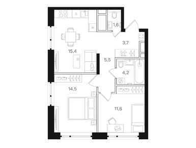 Планировки двухкомнатные в ЖК «Мангазея на Речном»
