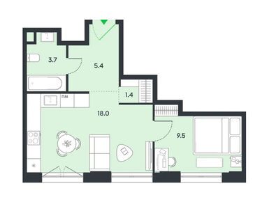 Планировки однокомнатные в ЖК balance (Баланс)