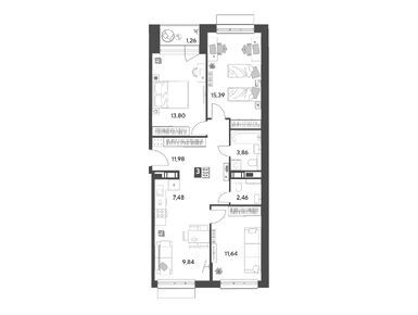 Планировки трехкомнатные в ЖК «Публицист»