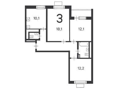 Планировки трехкомнатные в Жилой дом «Кедрова ул., д. 16, к. 3»