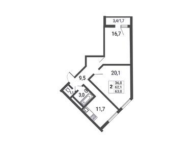 Планировки двухкомнатные в ЖК «Некрасовка»