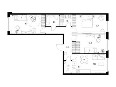 Планировки трехкомнатные в ЖК Skolkovo ONE (Сколково Уан)