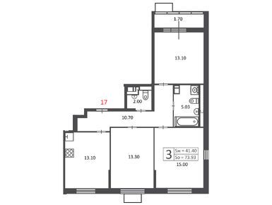 Планировки трехкомнатные в Жилой дом «3-я Прядильная ул., влд. 4»