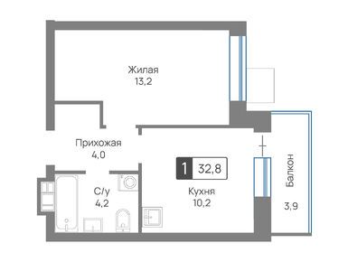 1-комнатная 32.80 кв.м, ЖК «Лесная Отрада», 8 218 575 руб.