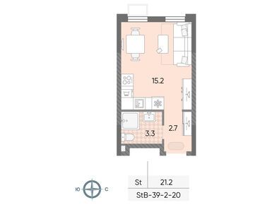 Студия 21.22 кв.м, ЖК «Лучи», 9 436 756 руб.