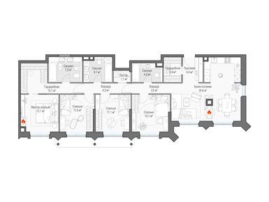 Планировки четырехкомнатные в Дом «Достижение»