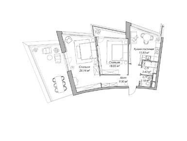 Планировки 3-к. апартаменты в Клубный дом «Рублево»