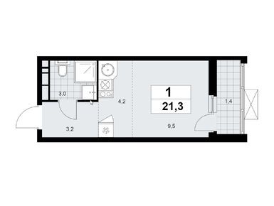 Студия 21.30 кв.м, Жилой район «Скандинавия», 10 382 259 руб.