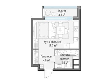 Планировки студии в ЖК «Филатов луг»