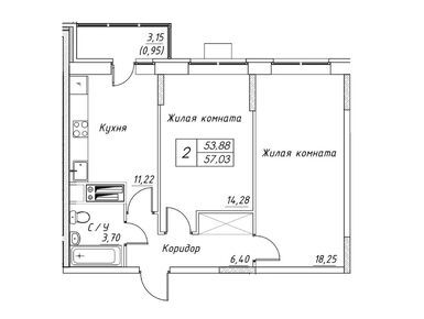 Планировки двухкомнатные в ЖК «Большевик» (Дмитров)