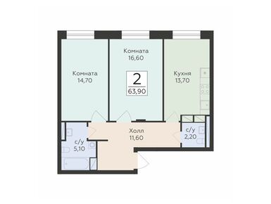 Планировки двухкомнатные в ЖК «Малаховский»