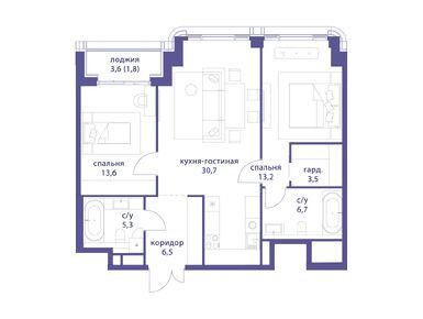 2-комнатная 83.20 кв.м, ЖК «Татарская 35», 122 553 600 руб.